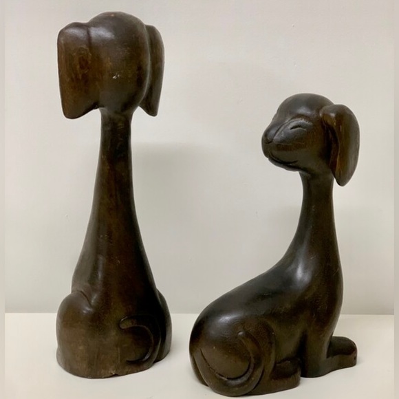 Set of 2 Vintage Pre WWII Japanese Hand Carved Stained Hardwood Animal Figurines - Picture 3 of 11